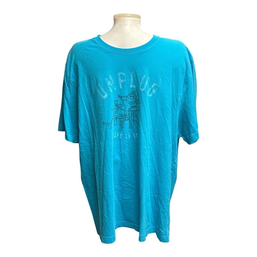 Life Is Good Unplug Men’s T-Shirt Blue XXL Beach Chair Relax Camping